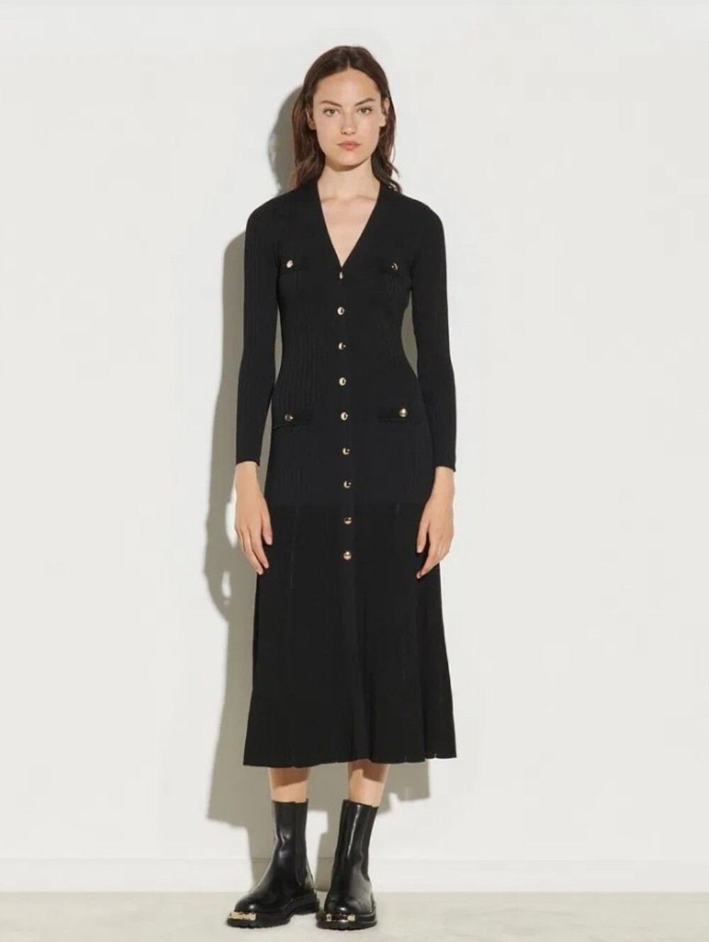 SANDRO Long Button-up Cardigan Sweater Dress Size 42 US 10